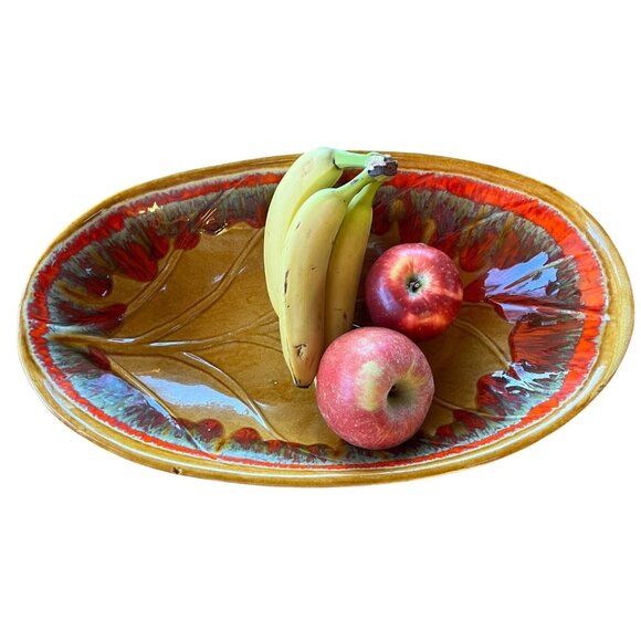 VTG California Pottery Rich Color Woodgrain Large Centerpiece R-133 18 x 10 x 3" - Picture 12 of 16